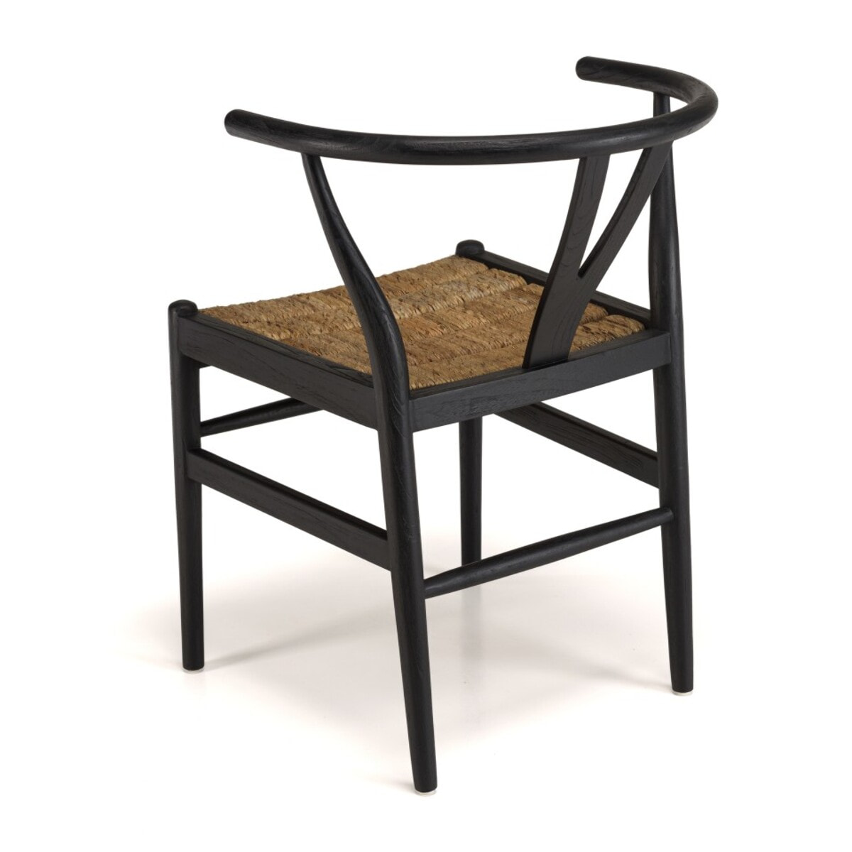 SIXTINE - Chaise noire en bois de teck recyclé dossier arrondi