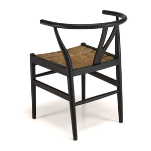 SIXTINE - Chaise noire en bois de teck recyclé dossier arrondi