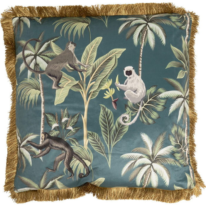 Coussin à franges Jungle singes 55x55cm Kare Design