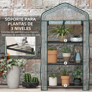 Invernadero de Jardín de 3 Niveles Invernadero de Terraza con 3 Estantes 1 Puerta con Cremallera para Cultivo de Plantas Flores Verduras 59x39x127 cm Transparente
