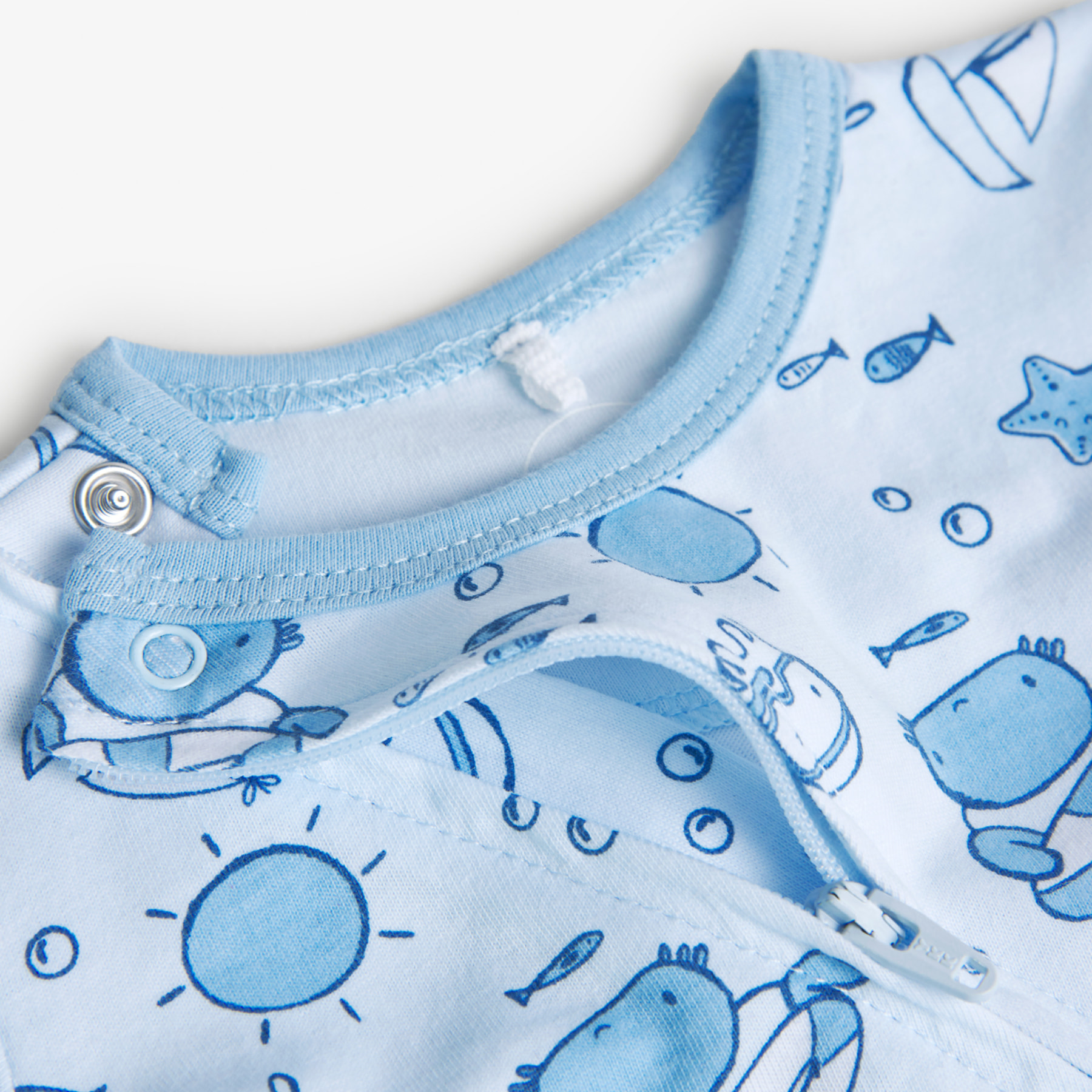 Pijama recién nacido estampado, azul claro, mangas largas