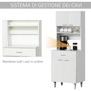 HOMCOM Credenza Alta da Cucina Madia Classica Bianca in Legno