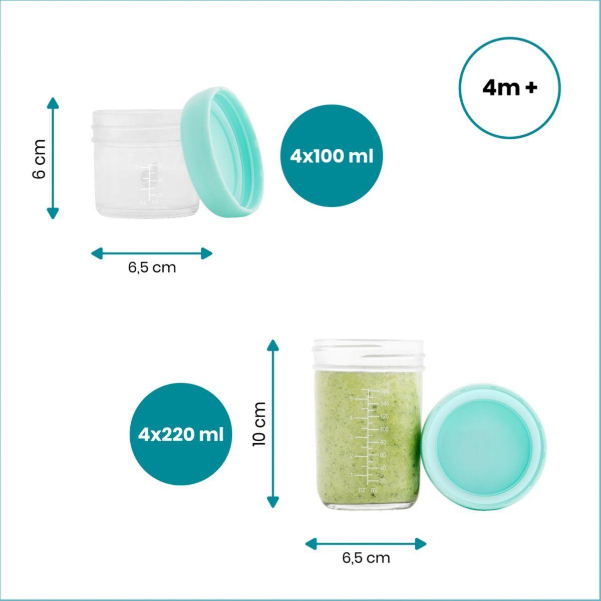 Youngever Lot De 8 Petits Pots De Conservation Bébé En Verre 180ml - Boîtes Repas Bébé Rainbow Avec Couvercles