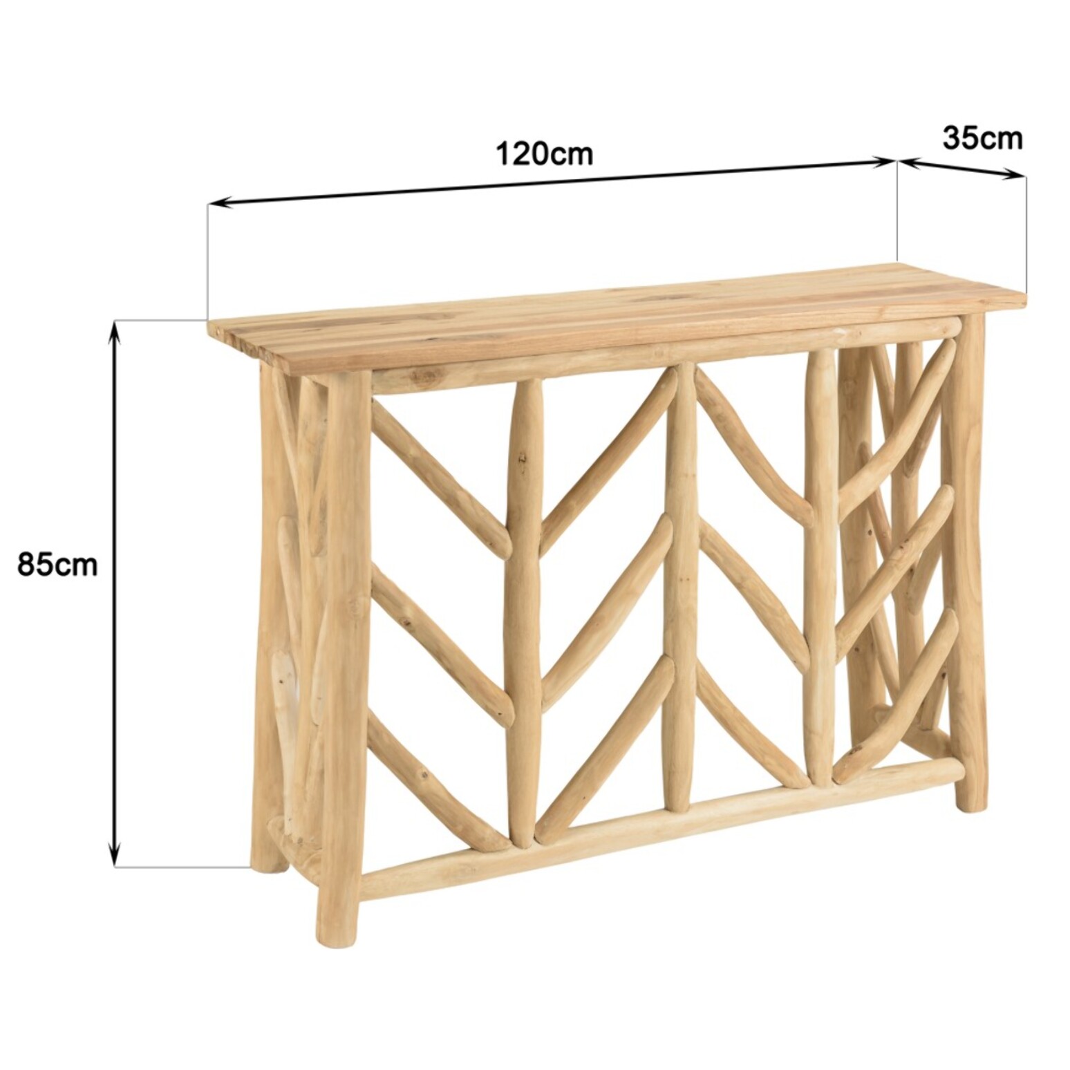 WILL - Console en bois de teck naturel piètement ajouré
