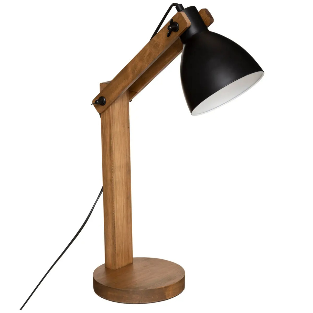 Lampe arc "Cuba" noire - métal & bois H56 cm