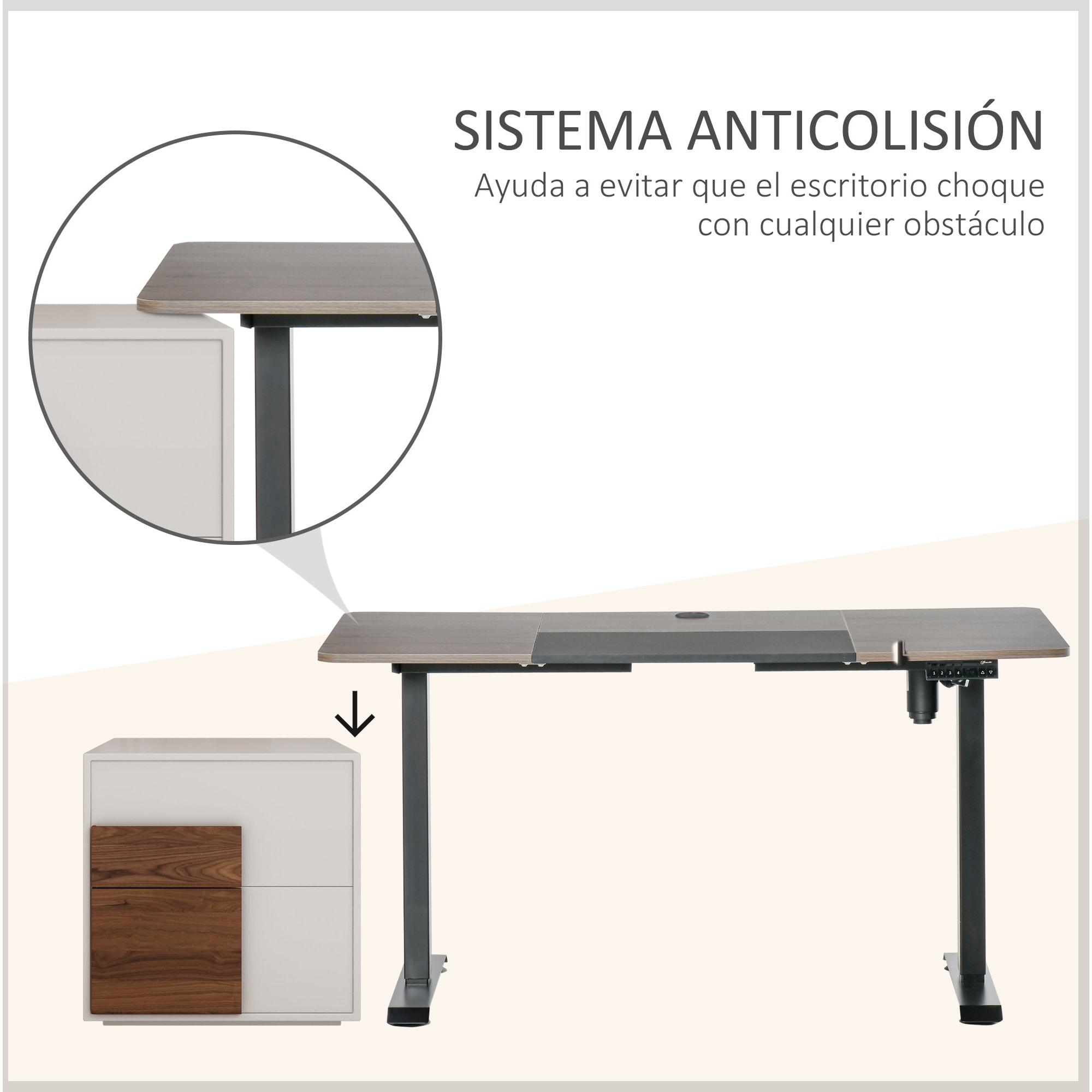 Vinsetto Escritorio de Pie Soporte de Escritorio con Altura Ajustable y 4 Teclas de Memoria para Oficina Hogar 140x70x72-116 cm Negro y Madera Natural