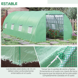 Invernadero para Planta de Acero y Polietileno 6x3x2m Verde