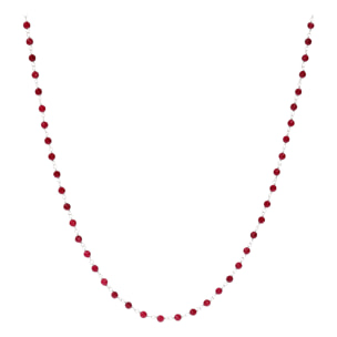 Collana Rosario Lunga con Pietra Naturale Quarzo Fucsia in Argento 925 placcato Rodio