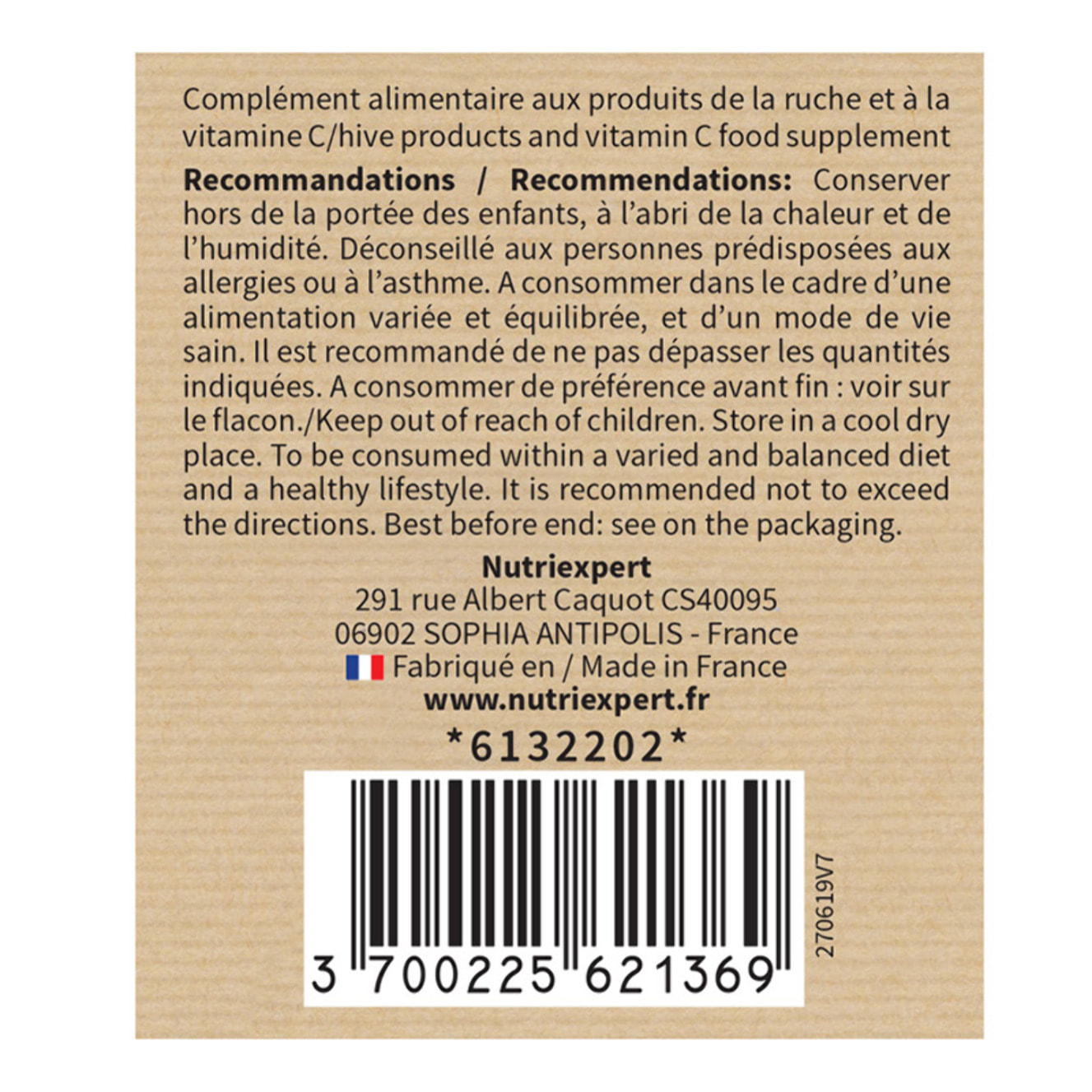 NUTRI EXPERT - Gelée Royale Pollen - Complément alimentaire - Soutien des défenses naturelles - Tonus & Vitalité - Aide à réduire la Fatigue - 60 Gélules