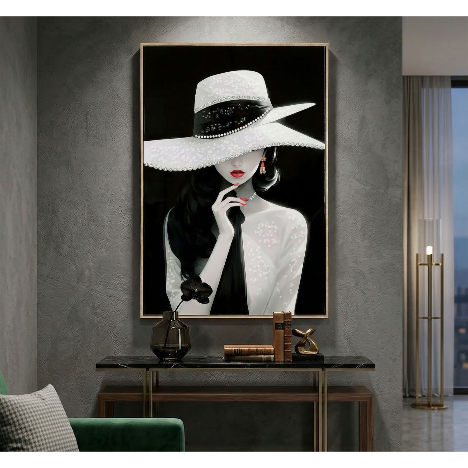 DIPINTO SU TELA LACCATO MARTY C/CORNICE -A- CM 62X4X92