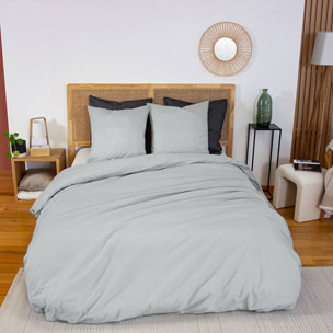 Parure de lit percale de coton 2 places étain Skala 260x240cm