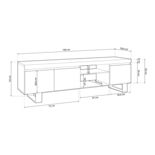 Mueble TV Ebos UP 160 Roble Nude - Ceniza