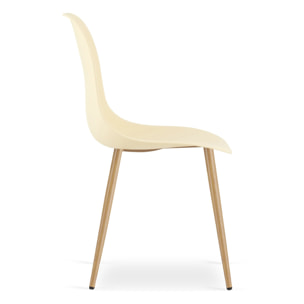Sedia moderna WAT crema con gambe effetto legno naturale