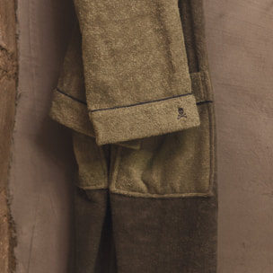 Scalpers albornoz liso con ribete y detalle bordado khaki talla l-xl