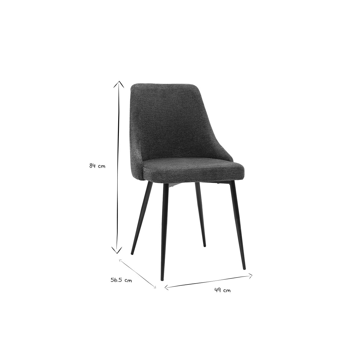 Chaises design en tissu effet velours texturé bleu foncé et métal noir (lot de 2) CULT