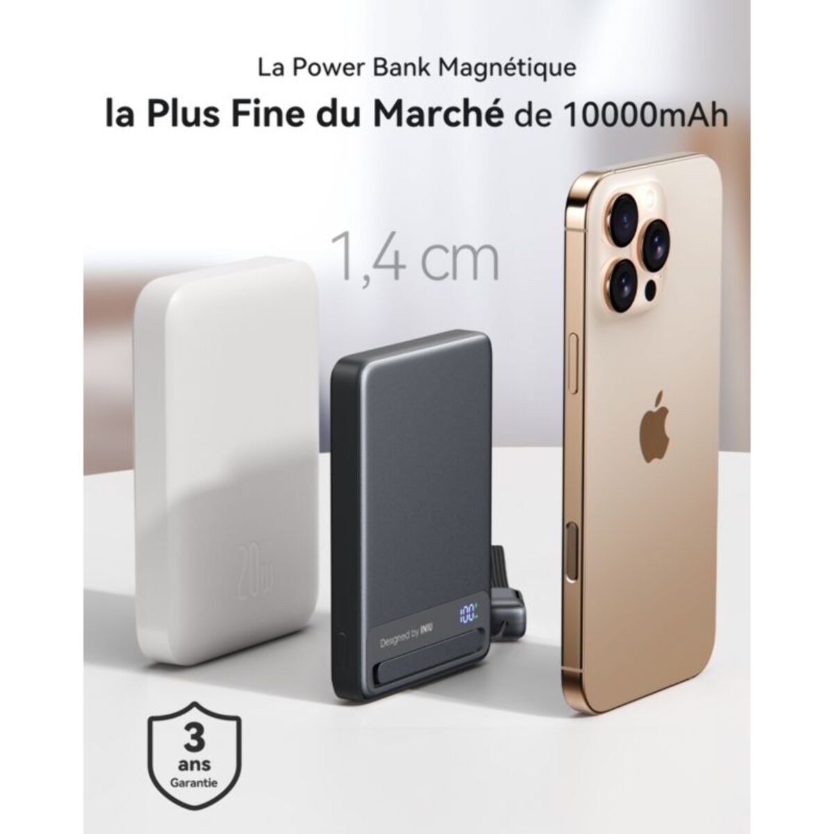 Batterie externe INIU 10000 mAh MagPro slim noir