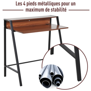 Bureau secrétaire bureau informatique dim. 84L x 45l x 85H cm style néo-rétro étagère coloris noyer noir