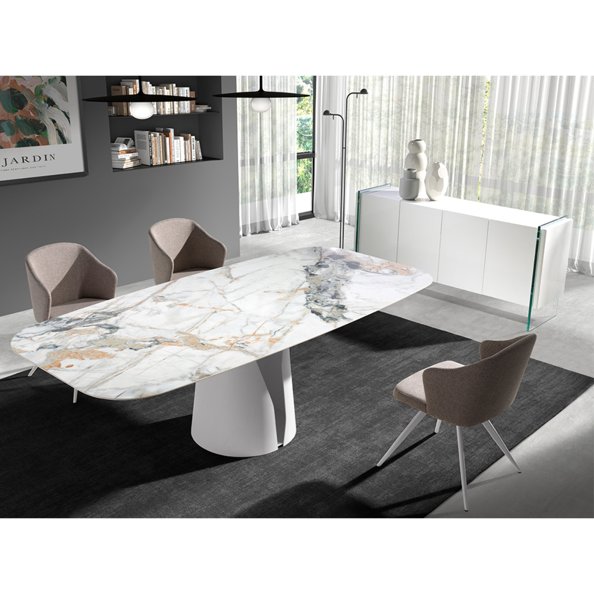 Aparador de Angel Cerda de DM y cristal 170x43x77cm