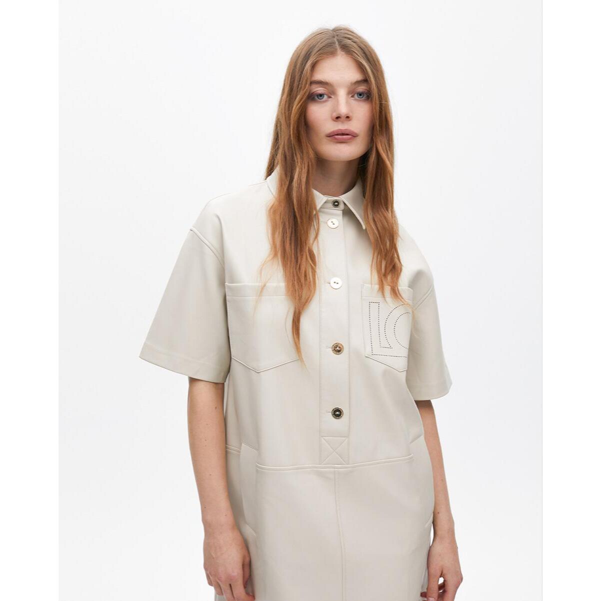 Vestito Mini Dritto Effetto Pelle