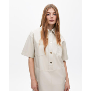 Vestito Mini Dritto Effetto Pelle