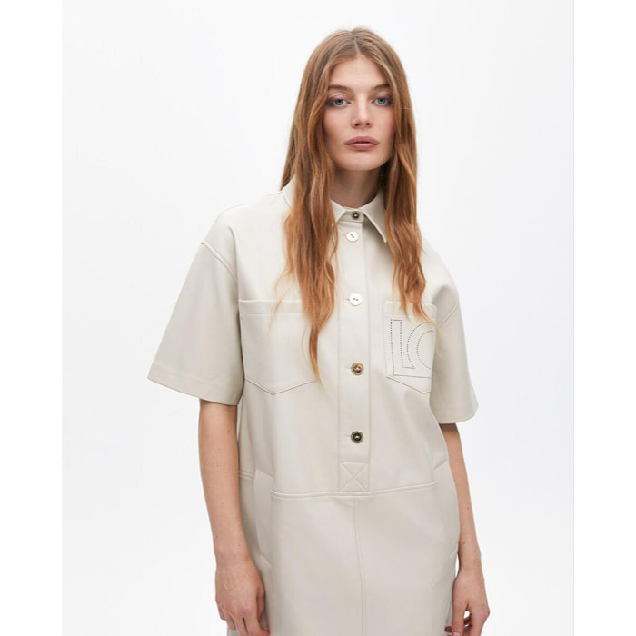 Vestito Mini Dritto Effetto Pelle