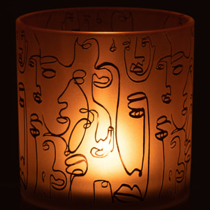 J-Line photophore Happy Faces Verre - terracotta - large
