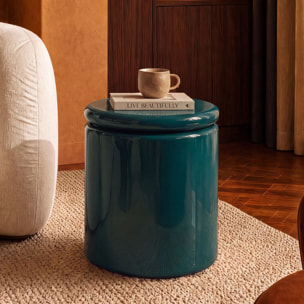 Table d'appoint laquée vert canard en MDF, D40 cm - Oscar