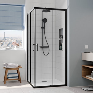 Porte coulissante 90x90 + receveur blanc avec siphon (HCB-ALD15B-9090)