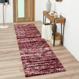 Oslo - tapis de salon abstrait design moderne à poils longs rouge