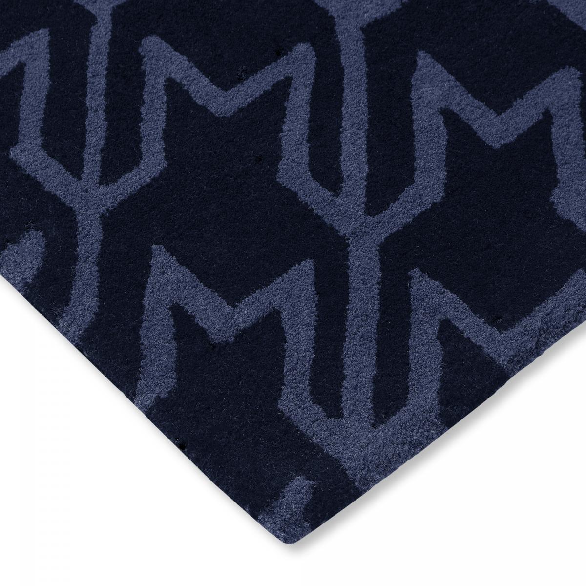Tapis salon et chambre fait à la main en laine motif géométrique TAIL