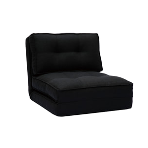 Chauffeuse 1 place convertible en tissu noir SALLY