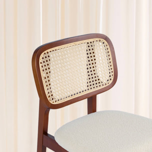 Tabouret de bar bois d'hévéa cannage et bouclette 66,5cm (lot de 2) MANI