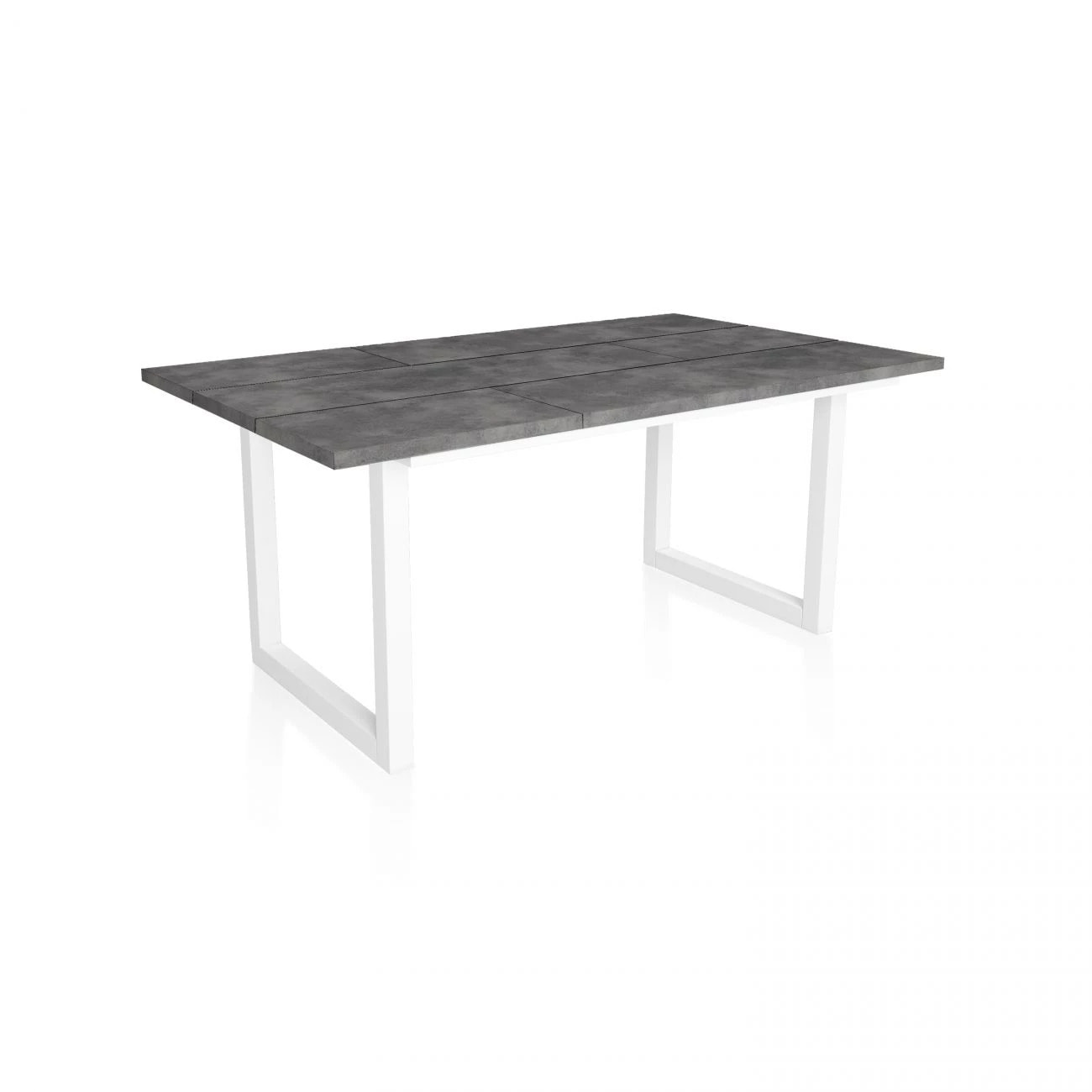 Mesa de comedor de estilo industrial en cementoy blanco 167x90 cm Altea Cemento Blanco