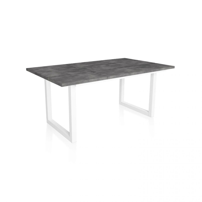 Mesa de comedor de estilo industrial en cementoy blanco 167x90 cm Altea Cemento Blanco