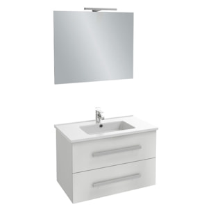 Meuble vasque Ola Up blanc brillant avec miroir et spot