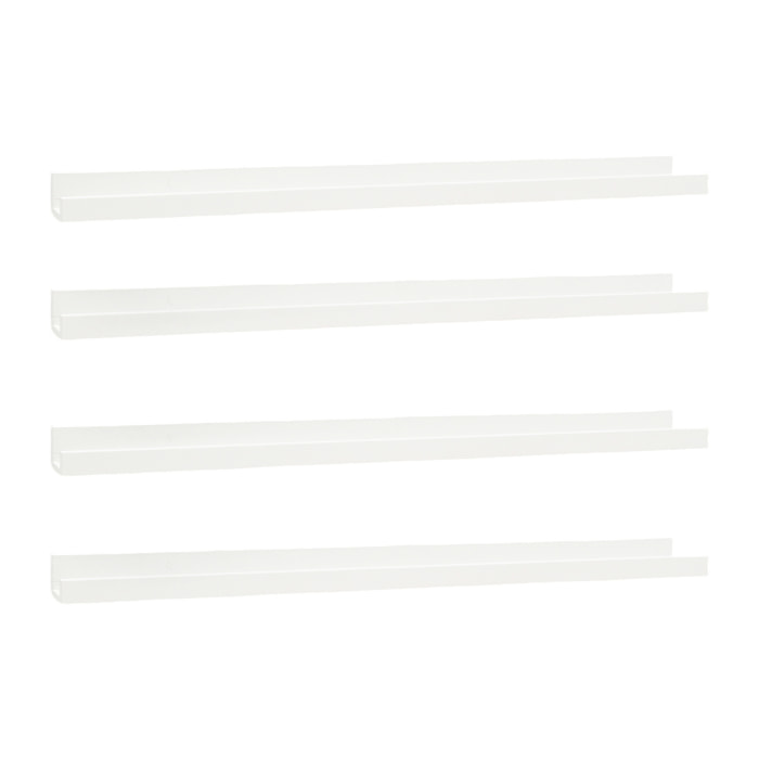 Pack 4 estantes de madera maciza flotante tono blanco varias medidas