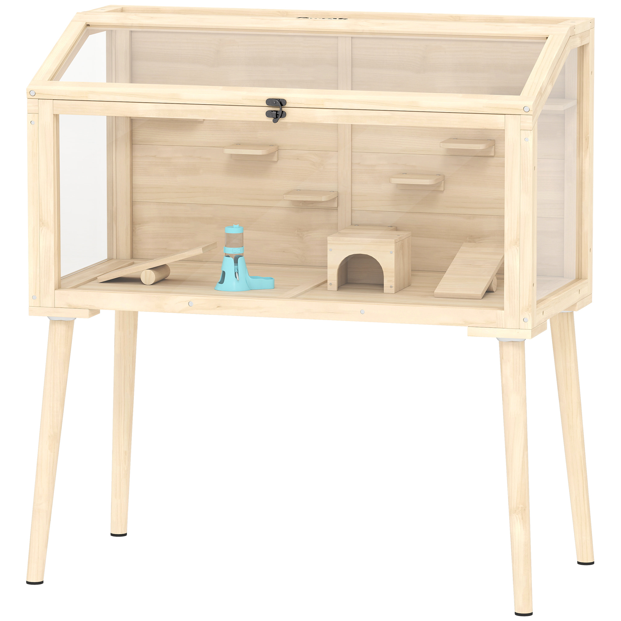Cage hamster rongeur en bois plexiglas - 7 plateformes - multi-accessoires - 110 x 52 x 101 cm
