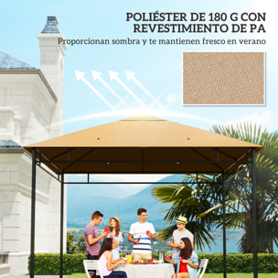 Outsunny Techo de Repuesto para Cenador, 3x3 m, Cubierta de Repuesto con 8 Orificios de Drenaje, Ventilación y Protección UV, SOLO Toldo de Recambio para Pabellón Gazebo, Beige