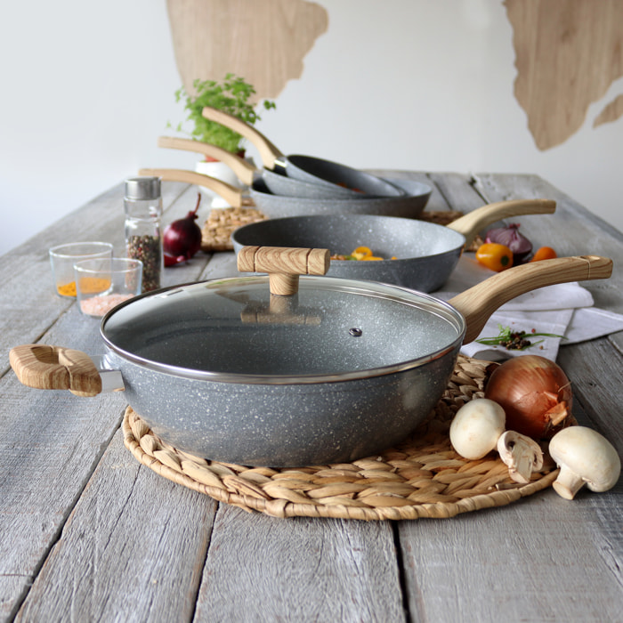 Sauteuse avec couvercle en aluminium 28cm - tous feux CANNELLE