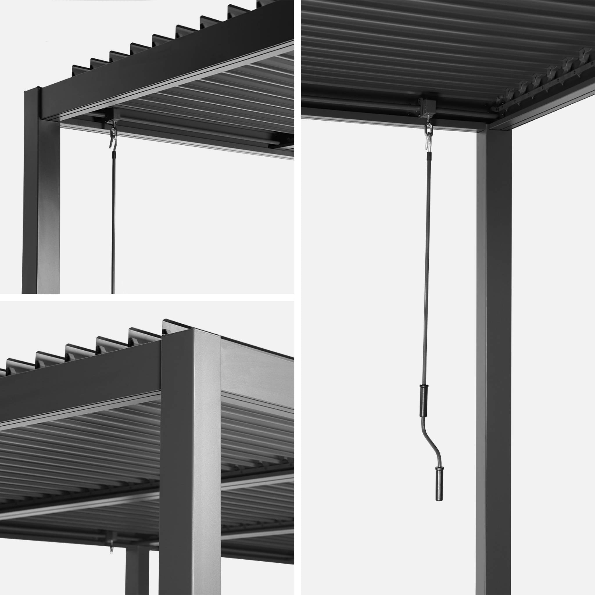 Pergola bioclimatique noir. aluminium et acier. 3x6m. lames orientables