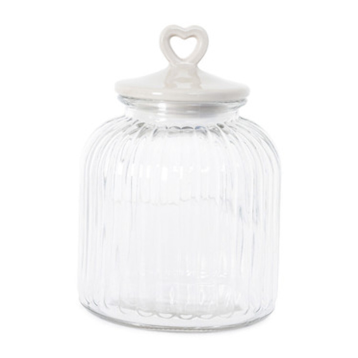 Barattolo in vetro con tappo in ceramica a cuore, contenitore alimenti trasparente, ideale per zucchero caffè biscotti e pasta, design elegante e pratico, organizer cucina resistente, facile da pulire