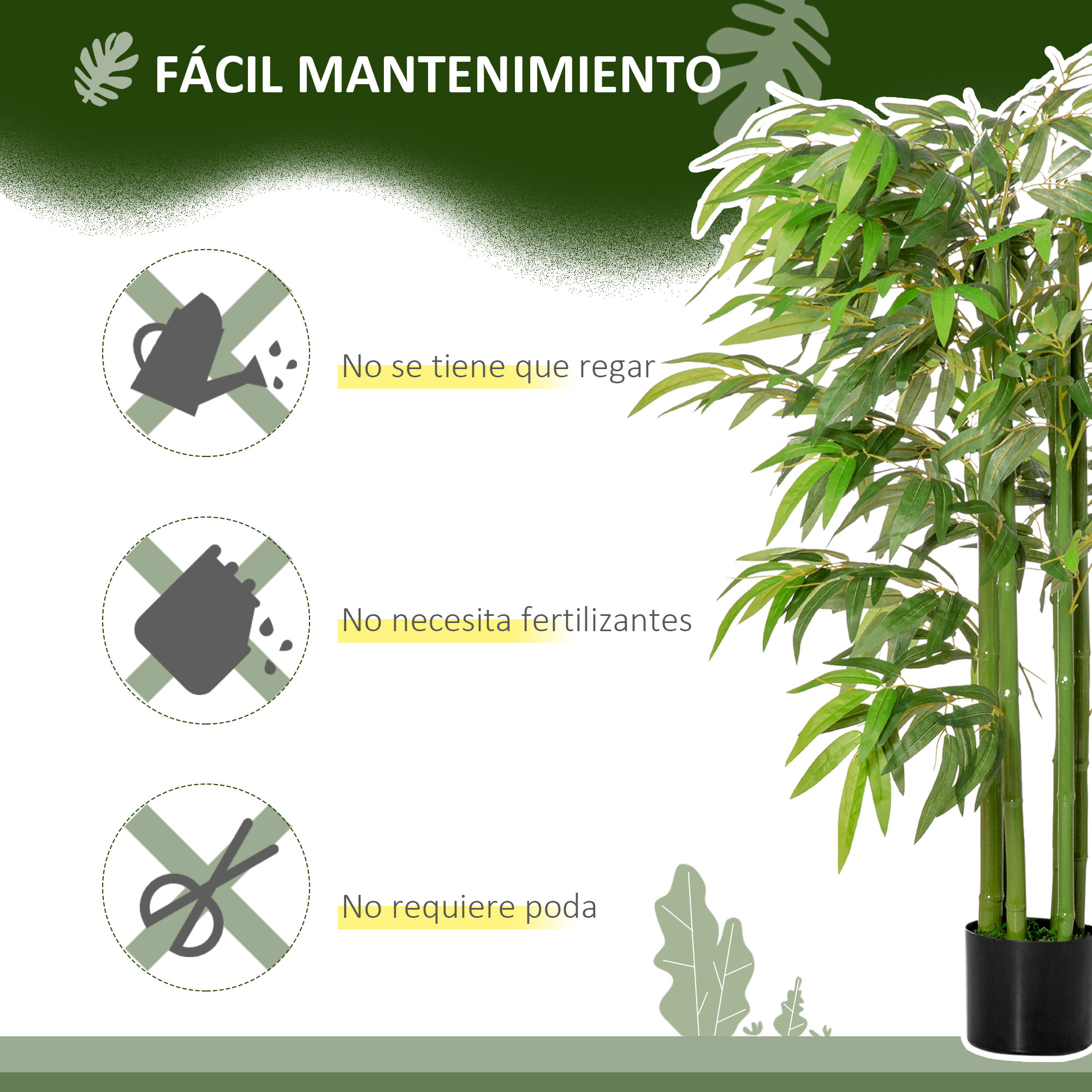 Bambú Artificial 140 cm con Maceta y Cañas Realistas Árbol Sintético Interior para Decoración de Hogar Oficina Exterior Verde