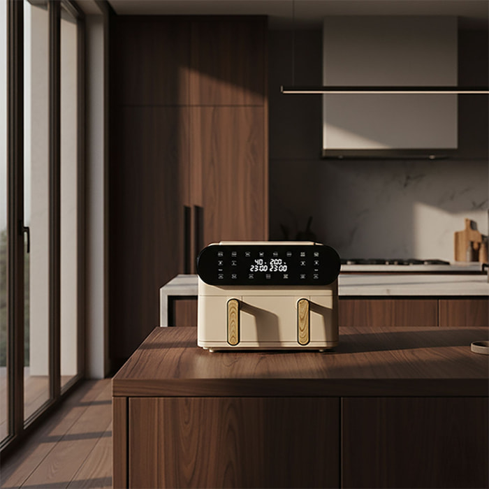 Friteuse sans huile double cuve 11L crème COLORAMA