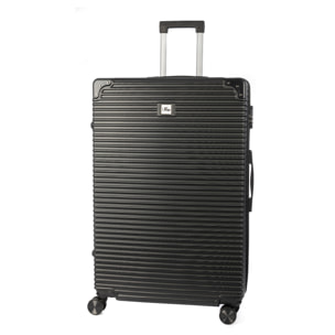 DAM Valigia grande capacità trolley rigida ultraleggera, in ABS ad alta resistenza con angoli rinforzati. Chiusura numerica e 4 ruote doppie estraibili e girevoli a 360°. 54x32x80 Cm. Colore: Nero