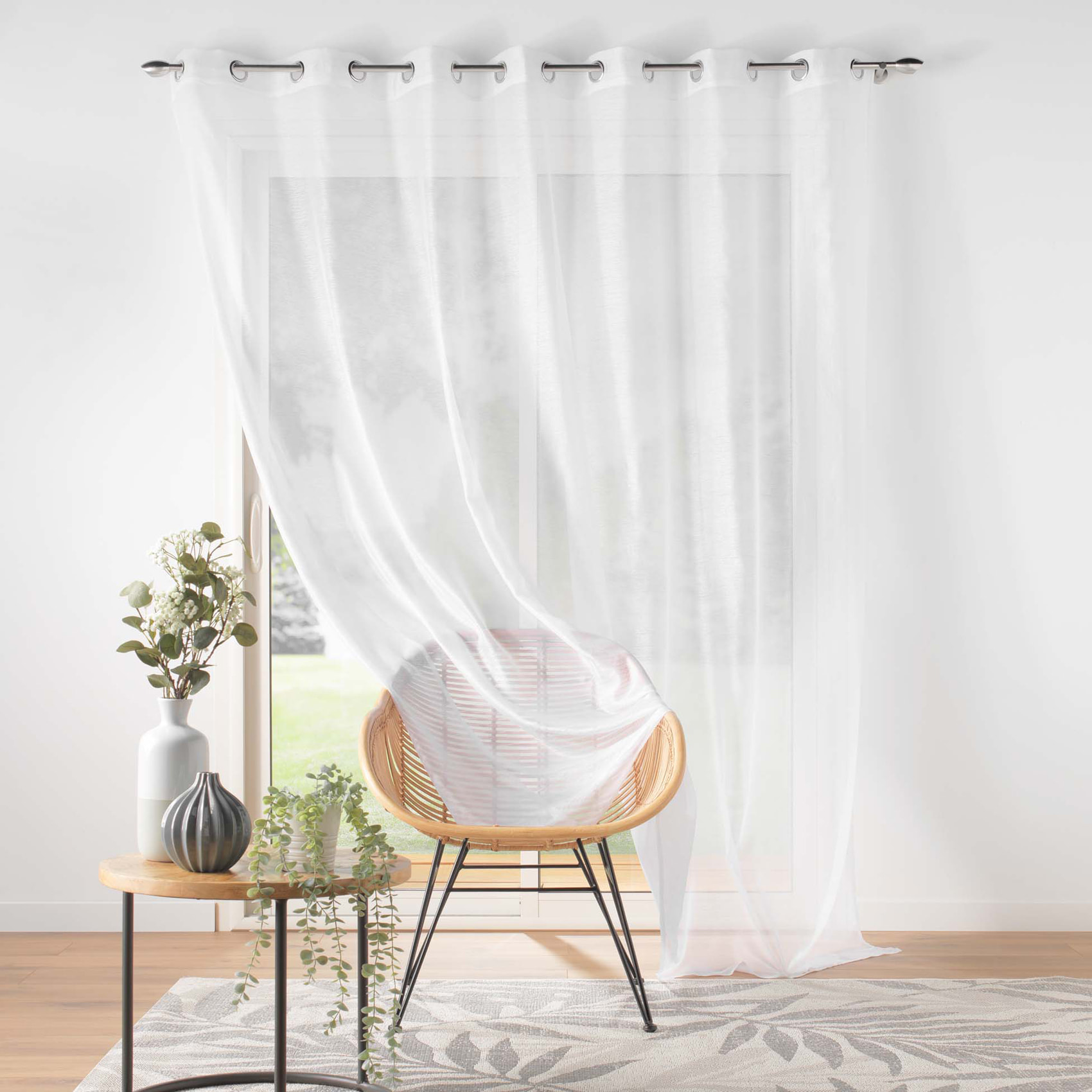 Voilage blanc fluide transparent - Blanc