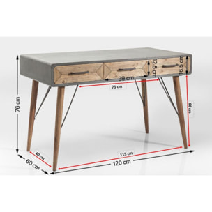 Bureau en bois X Factory 3 tiroirs 120x60cm Kare Design