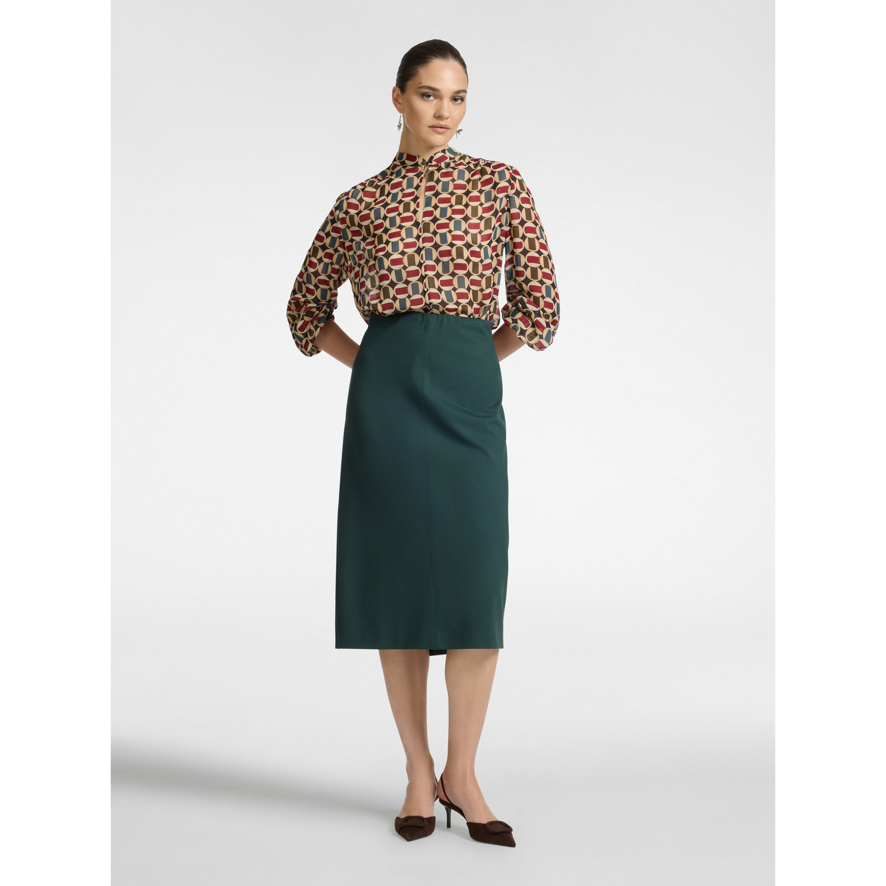 Elena Mirò - blusa estampada - Burgundy