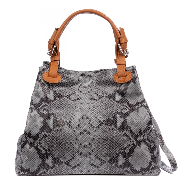 Emanuela Borsa tote Donna. Pelle autentica Camoscio Python Dollaro.