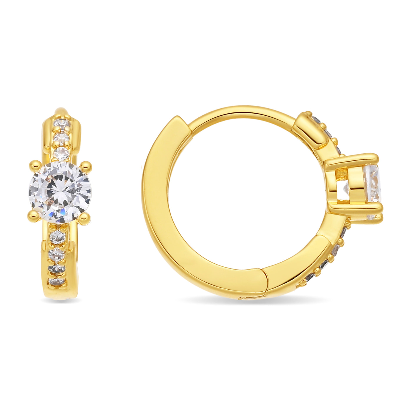 Pendientes de Circonita Brillante acabado en oro amarillo de 18k