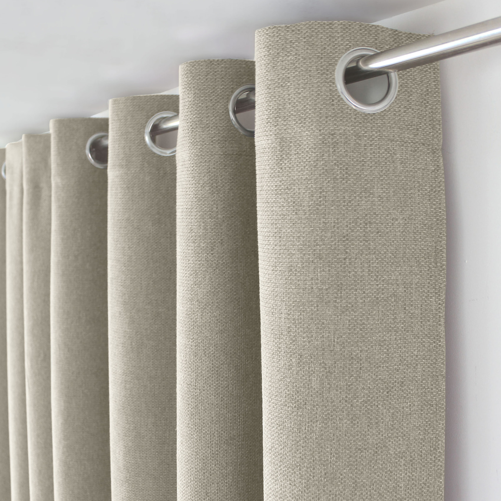 Rideau à oeillets en velours chenillé - Naturel
